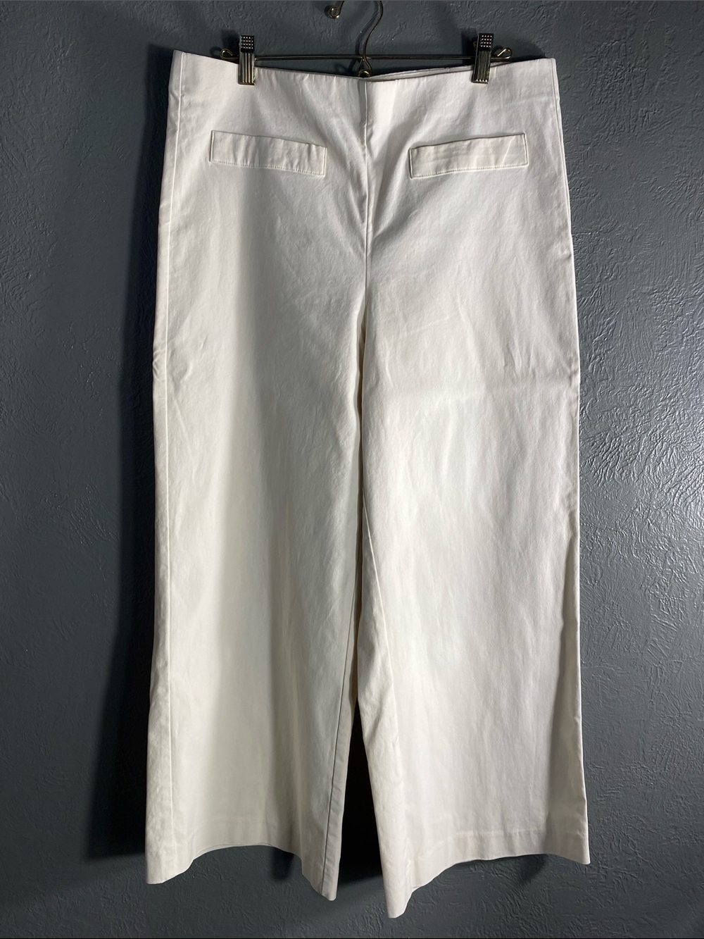 Jules & Leopold Pants Womens L Ivory Wide Leg Cropped Trousers Stretch